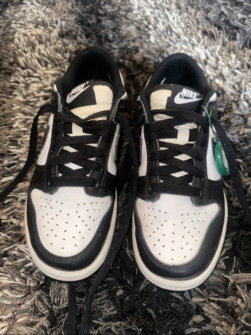Nike Black and White Low Top Sneakers with Green Hangtag